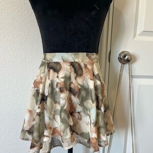 F21 Watercolor Floral Print Mini Skirt (Size S)